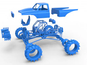 Mud truck 2 Scale 1 to 25 3D Print Model