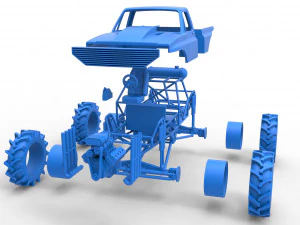 Mud truck 2 Scale 1 to 25 3D Print Model