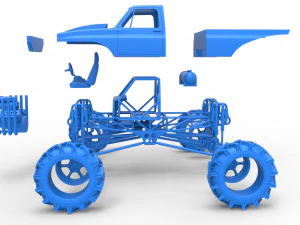 Mud truck 2 Scale 1 to 25 3D Print Model