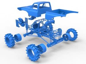 Mud truck 2 Scale 1 to 25 3D Print Model