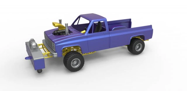Pulling truck 4wd Scale 1 to 25 3D Print Model .c4d .max .obj .3ds .fbx .stl .blend 