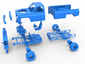 Pulling truck 4wd Scale 1 to 25 3D Print Model