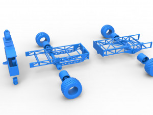 Chassis of 4wd pulling truck Scale 1 to 25 3D Принт Модель