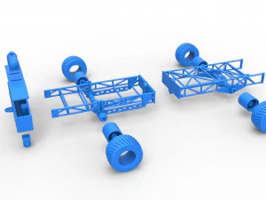 Chassi de caminh&atilde;o puxador 4x4 Escala 1 a 25 Modelo de Impressão 3D