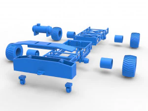 Chassi de caminh&atilde;o puxador 4x4 Escala 1 a 25 Modelo de Impressão 3D