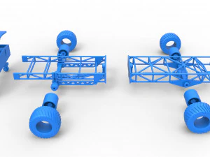Chassi de caminh&atilde;o puxador 4x4 Escala 1 a 25 Modelo de Impressão 3D