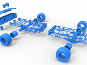 Chassi de caminh&atilde;o puxador 4x4 Escala 1 a 25 Modelo de Impressão 3D