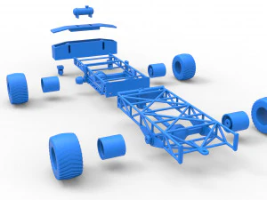 Chassi de caminh&atilde;o puxador 4x4 Escala 1 a 25 Modelo de Impressão 3D