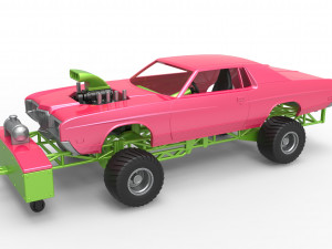 Pulling truck 4wd with Car shell Scale 1 to 25 3Dプリントモデル