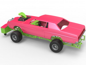 Pulling truck 4wd with Car shell Scale 1 to 25 3D Print Model