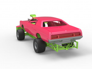 Pulling truck 4wd with Car shell Scale 1 to 25 3D Print Model