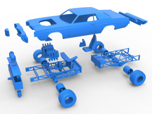 Pulling truck 4wd with Car shell Scale 1 to 25 3D Print Model