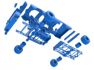Pulling truck 4wd with Car shell Scale 1 to 25 3D Print Model