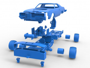 Pulling truck 4wd with Car shell Scale 1 to 25 3D Print Model