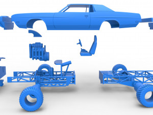 Pulling truck 4wd with Car shell Scale 1 to 25 3D Print Model