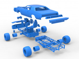 Pulling truck 4wd with Car shell Scale 1 to 25 3D Print Model