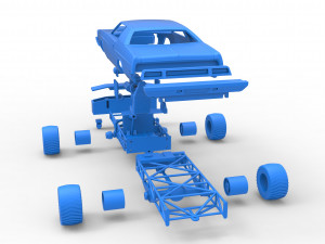 Pulling truck 4wd with Car shell Scale 1 to 25 3D Print Model