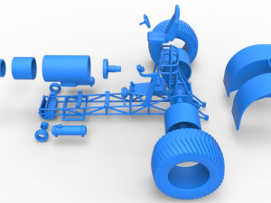 Pulling tractor with single jet engine Scale 1 to 25 3D Print Model