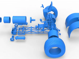 Pulling tractor with single jet engine Scale 1 to 25 3D Print Model