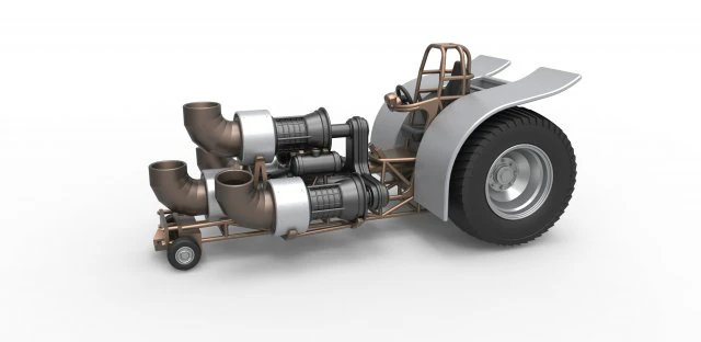Pulling tractor with 4 jet engines Version 2 Scale 1 to 25 3D Print Model .c4d .max .obj .3ds .fbx .stl .blend