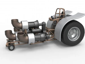 Pulling tractor with 4 jet engines Version 2 Scale 1 to 25 3D Print Model
