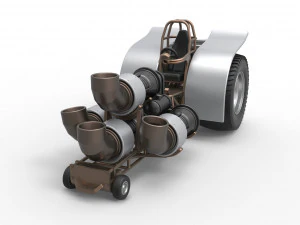 Pulling tractor with 4 jet engines Version 2 Scale 1 to 25 3D Print Model