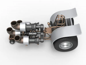 Pulling tractor with 4 jet engines Version 2 Scale 1 to 25 3D Print Model