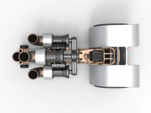 Pulling tractor with 4 jet engines Version 2 Scale 1 to 25 3D Print Model