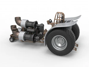 Pulling tractor with 4 jet engines Version 2 Scale 1 to 25 3D Print Model