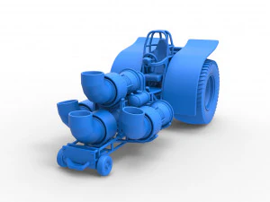 Pulling tractor with 4 jet engines Version 2 Scale 1 to 25 3D Print Model