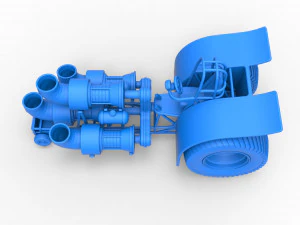 Pulling tractor with 4 jet engines Version 2 Scale 1 to 25 3D Print Model