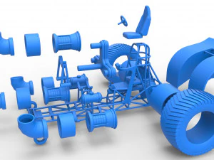 Pulling tractor with 4 jet engines Version 2 Scale 1 to 25 3D Print Model