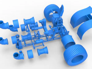 Pulling tractor with 4 jet engines Version 2 Scale 1 to 25 3D Print Model