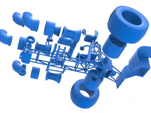 Pulling tractor with 4 jet engines Version 2 Scale 1 to 25 3D Print Model