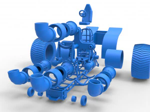 Pulling tractor with 4 jet engines Version 2 Scale 1 to 25 3D Print Model