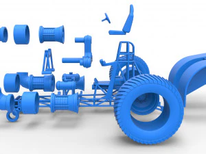 Pulling tractor with 4 jet engines Version 2 Scale 1 to 25 3D Print Model
