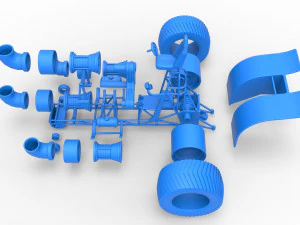 Pulling tractor with 4 jet engines Version 2 Scale 1 to 25 3D Print Model