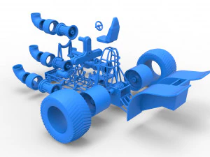Pulling tractor with 4 jet engines Version 2 Scale 1 to 25 3D Print Model