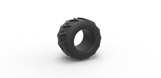 Old school pulling truck tire 2 Scale 1 to 25 3D Print Model .c4d .max .obj .3ds .fbx .stl .blend