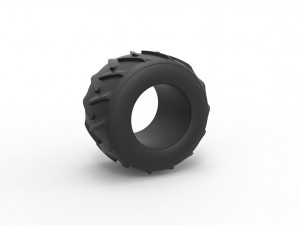Old school pulling truck tire 2 Scale 1 to 25 3D 打印模型