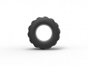 Old school pulling truck tire 2 Scale 1 to 25 3D Print Model