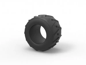 Old school pulling truck tire 2 Scale 1 to 25 3D Print Model