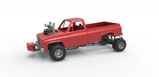 Old school pulling truck 4wd Scale 1 to 25 3D Print Model .c4d .max .obj .3ds .fbx .stl .blend 