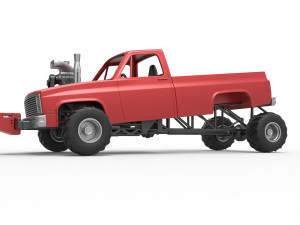 Old school pulling truck 4wd Scale 1 to 25 3D Print Model