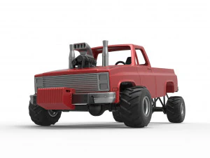Old school pulling truck 4wd Scale 1 to 25 3D Print Model