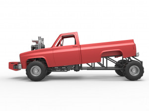 Old school pulling truck 4wd Scale 1 to 25 3D Print Model
