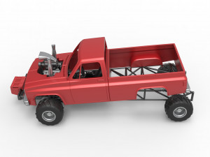 Old school pulling truck 4wd Scale 1 to 25 3D Print Model