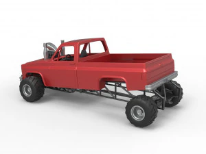 Old school pulling truck 4wd Scale 1 to 25 3D Print Model