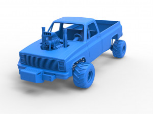 Old school pulling truck 4wd Scale 1 to 25 3D Print Model