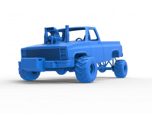 Old school pulling truck 4wd Scale 1 to 25 3D Print Model